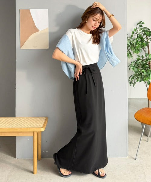 《marina×クラシカルエルフコラボ》バックスリットで動きやすい。ストレスフリーな穿き心地。ウエストリボンIラインスカート ce1015107