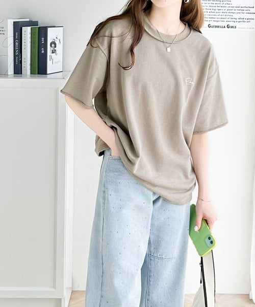 袖口くるりん。ワンポイント刺繍ハーフスリーブ裏毛Tシャツ ce1260259