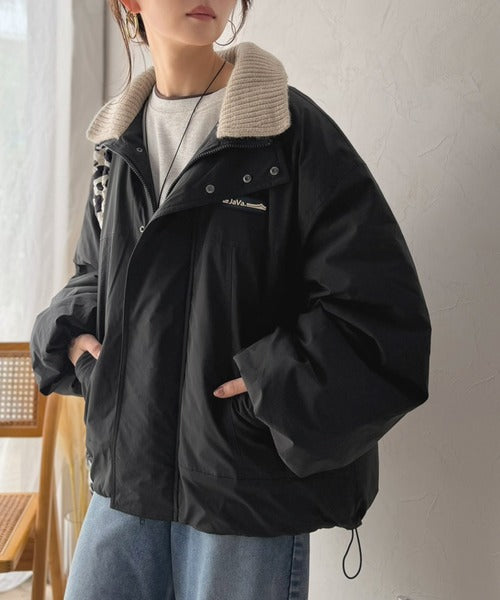 《JaVa ジャバコラボ》だぼっとが可愛さ増し増し♪寒い冬も乗り切れる！しっかり暖か、襟リブ中綿モンスターブルゾン（ミドル丈） jv1265094