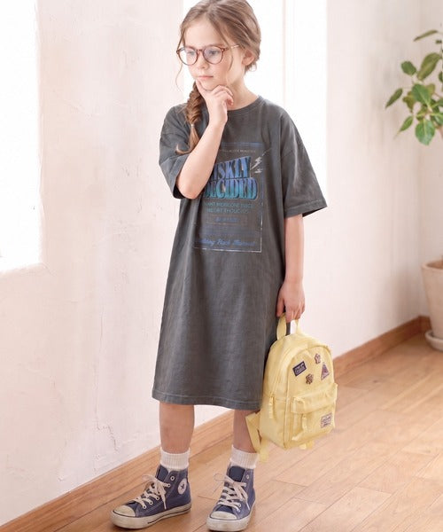 【キッズ】《JaVaジャバコラボ》親子お揃い リンクコーデできちゃう！綿100%ピグメント加工グラフィックワンピース jk1050150
