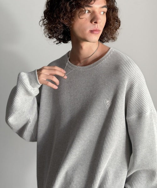 【Classical Origin】「ヘビーウェイト一択。」綿100％ワッフルクルーネックビッグTシャツ／Cotton 100% Waffle Crew Neck Big T-Shirt co0780014