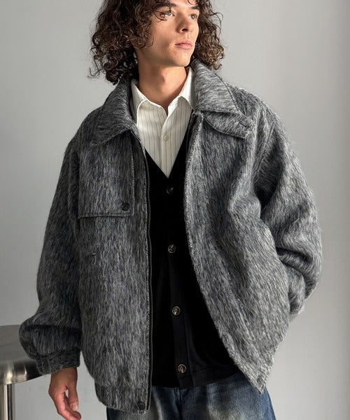 シャギーファー素材2way襟デザインブルゾン／Shaggy Fur 2-Way Collar Design Blouson co1150082