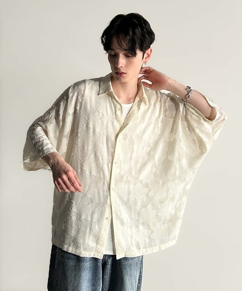 Sheer Jacquard Dolman Sleeve Shirt／フラワー柄シアージャカードドルマンシャツ co1150008