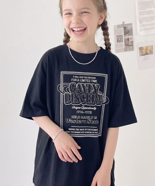 【キッズ】《JaVaジャバコラボ》親子お揃い リンクコーデできちゃう！前後2way 綿100％ロゴプリントTシャツ(半袖) jk1050136