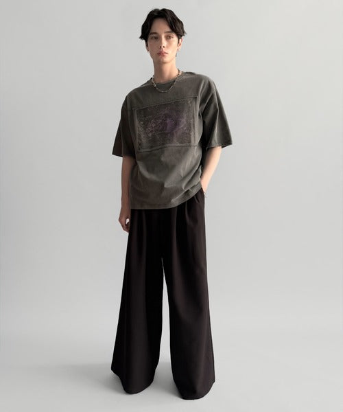 「オリジナリティ。」ピグメント加工ダブルレイヤーデザインプリントTシャツ／Pigment-Dyed Double-Layered Design Print T-Shirt co1010002