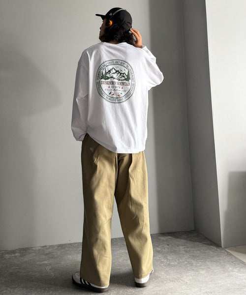 《JaVaジャバコラボ》程よいストリート感で幅広いスタイルにマッチ。 綿100%アドベンチャーマウンテンTシャツ（長袖） jo1150068