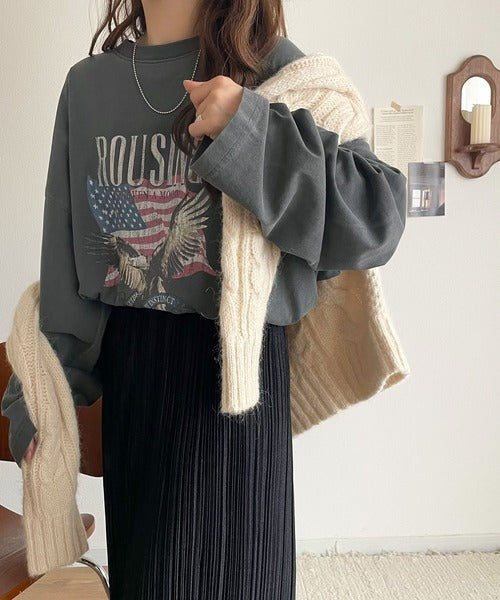 《Javaジャバコラボ》ゆるっとカジュアルに着こなす。綿100%ピグメント加工グラフィックプリントTシャツ＆ロンT(半袖)(長袖) jv1050148