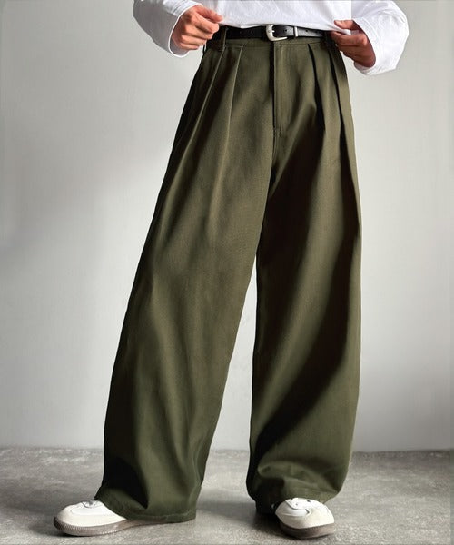 【Classical Origin】「オールシーズン大活躍。」 綿100％インツータック仕様ワイドバルーンパンツ／Inverted Two-Tuck Wide Balloon Pants co0780006
