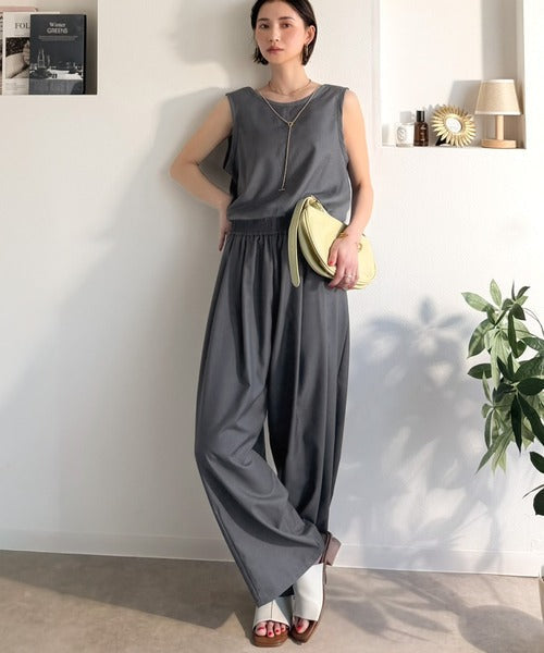 《JaVaジャバコラボ》前後で印象チェンジ♪前後2wayUネックツータックイージーサロペットパンツ jv0780086