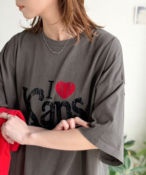 《JaVaジャバコラボ》大人カジュアルにちょうどいい。綿100％ ヴィンテージ風ハートTシャツ jv1050369