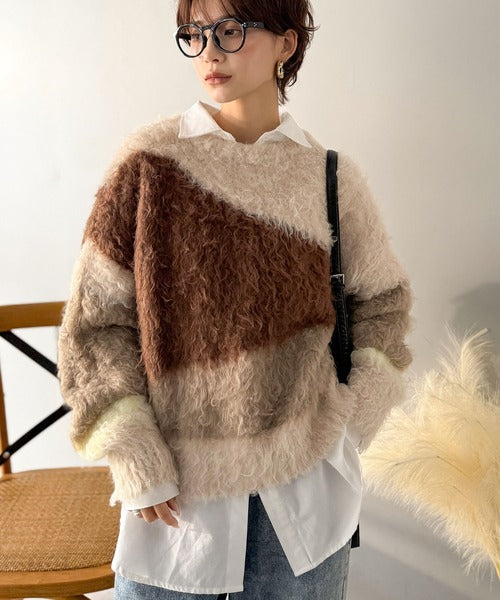 ゆるめのシルエットとニュアンス感が今っぽい。ふんわり♪ウェーブ柄ニット（長袖） ce1330049