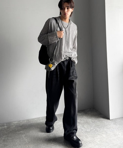 【Classical Origin】「シンプルに魅せる。」グランジモードリラックスシアープルオーバー（長袖）/Grunge Mode Relaxed Pullover co1010027