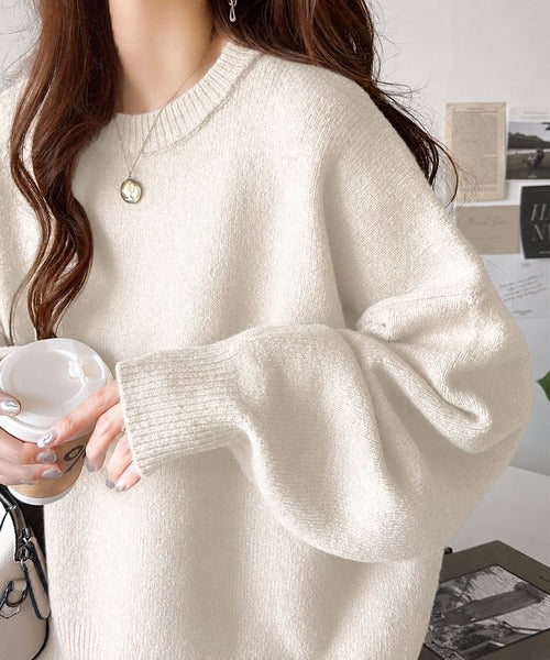 ゆったりふわもちの癒しアイテム。コクーンシルエットミックスニット ce1020152