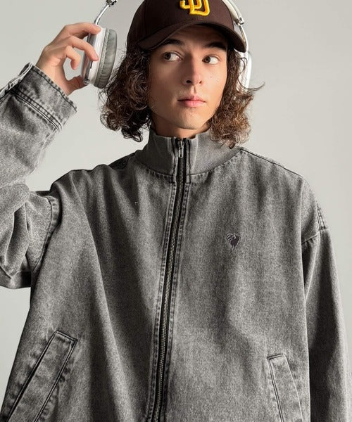 【Classical Origin】Vintage-Washed High-Neck Denim Jacket／ヴィンテージ加工ハイネックデニムジャケット co1010029