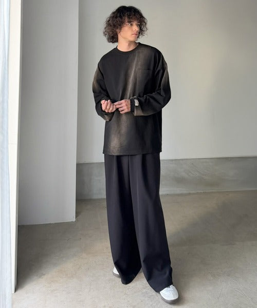 《JaVaジャバコラボ》垢抜け！大人のストリートstyleを作る。綿100％スプレーダイオーバーサイズTシャツ（長袖） jm1020358