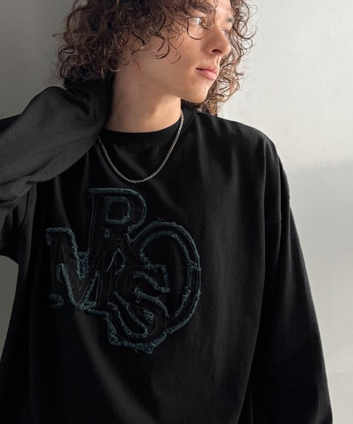 【Classical Origin】「一軍確定。」フリンジパッチワーク使いリラックスTシャツ／Fringe and Patchwork Relaxed T-Shirt co1320004