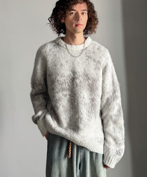 【Classical Origin】「まるで毛布。」モヘアライクシャギー素材クルーネックセーター／Mohair-Like Shaggy Knit Crew Neck Sweater co0780002