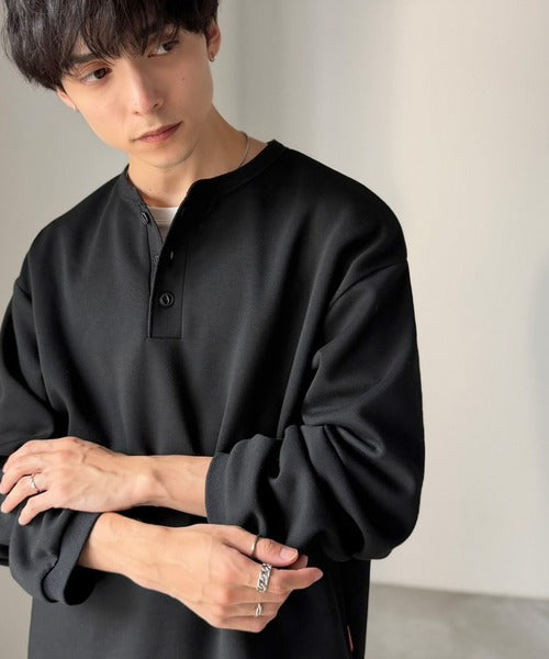 《JaVaコラボ》ラフに着るほど、サマになる。ダンボール素材ヘンリーネックTシャツ（長袖） jo1010077