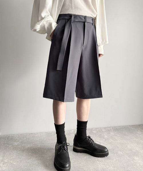 「涼やか上品。」ベルト付きルーズシルエットショートスラックス／Belted Design Loose Silhouette Short Slacks co1150020