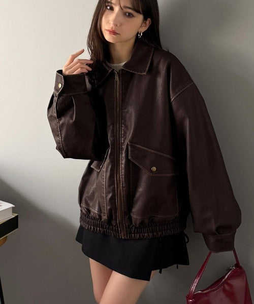 【Classical Origin】「Sランクアイテム。」ヴィンテージレザー中綿入りブルゾン／Vintage Leather Padded Blouson co1320001