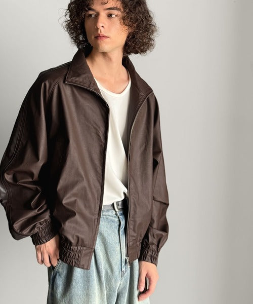 【Classical Origin】High-Neck Leather Track Jacket／ハイネックレザートラックジャケット co1150040
