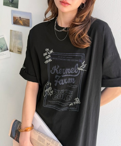 《JaVa ジャバコラボ》ゆるっと１枚コーデの主役♪綿100%ヴィンテージプリント半袖刺繍ワンピース jv1260623