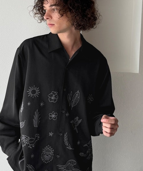 【Classical Origin】刺繍で魅せる存在感。オリジン刺繍キャンプカラーシャツ／Origin Embroidered Camp Collar Shirt co1150053
