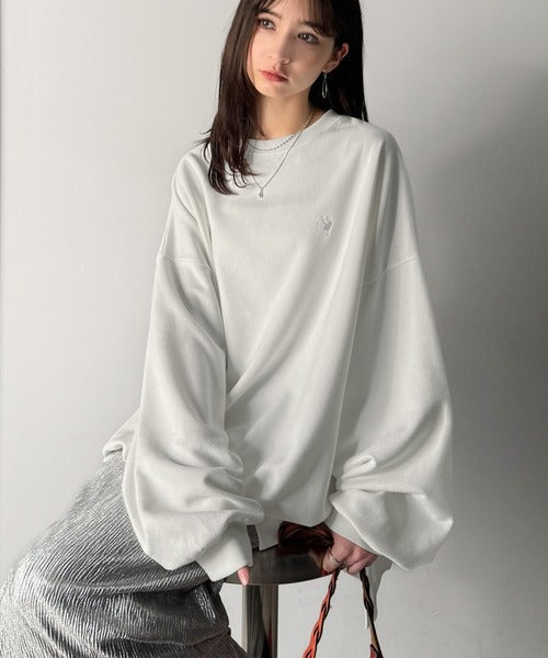 【Classical Origin】「やっぱりビッグシルエット！」スウェードポンチ素材ビックシルエットトレーナー（長袖）/Suede material big silhouette sweatshirt co1010030