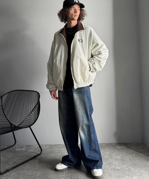 【Classical Origin】「これ1着で実質2着分の価値。」ナイロン×ボア2wayリバーシブル胸元刺繍ブルゾン／2WAY Reversible Nylon Boa Blouson co1150079
