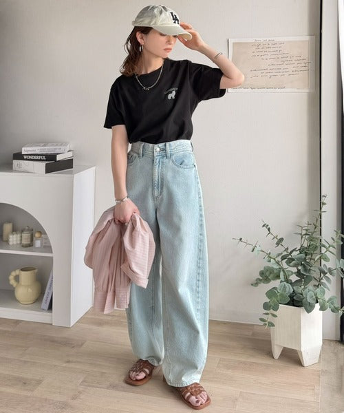 《JaVa ジャバコラボ》大人の遊び心をプラス。綿100％オオカミ刺繍Tシャツ（半袖） jv1330074