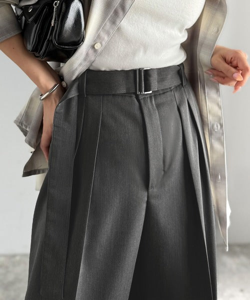 美脚も、こなれ感も！一本で叶う♪大人のワイドパンツ。ベルテッドワイドイージースラックスパンツ ce1070174