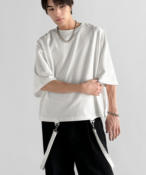 Belt Design Transformable Cropped T-Shirt／脱着式ベルトデザインショート丈Tシャツ co1150015