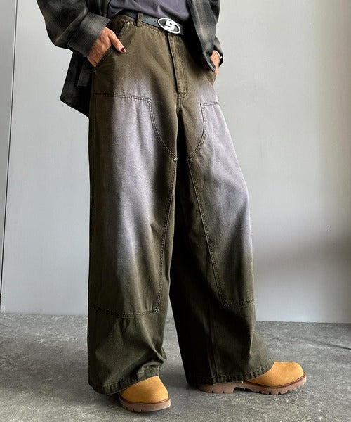 【Classical Origin】「無骨さを纏う。」綿100％ダック素材ダブルニーデザインパンツ／Duck Fabric Double Knee Detail Pants co1150058