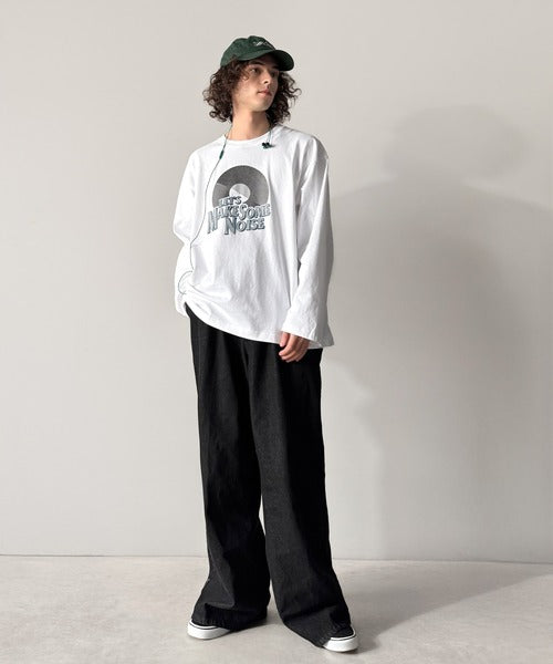 《JaVaジャバコラボ》「前後抜かりなし。」綿100%レコード盤レトロツアーロゴTシャツ（長袖） jo1150065