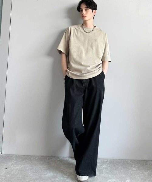 「イマドキな、古着感。」袖ポケット付きピグメント加工刺繍入りTシャツ／Sleeve Pocket Pigment-Dyed Embroidery T-Shirt co1150025
