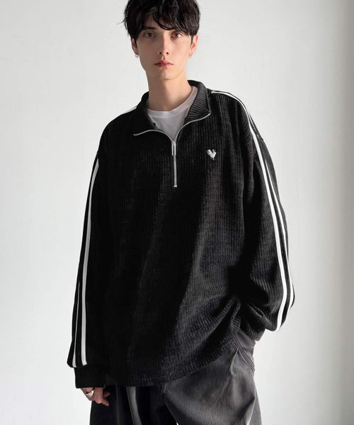 【Classical Origin】「素材推し。」コーデュロイ素材Wラインハーフジップトレーナー／Corduroy DoubleLine Half-Zip Trainer co1010026