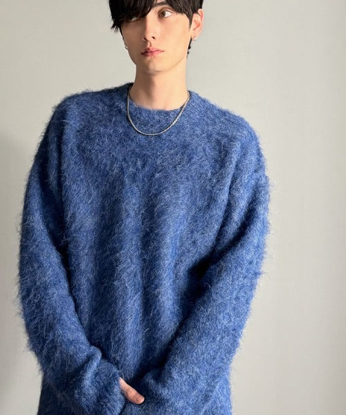 【Classical Origin】「深みのある1着。」ミックスシャギー素材クルーネックセーター／Mixed Shaggy Crew Neck Sweater co0780010