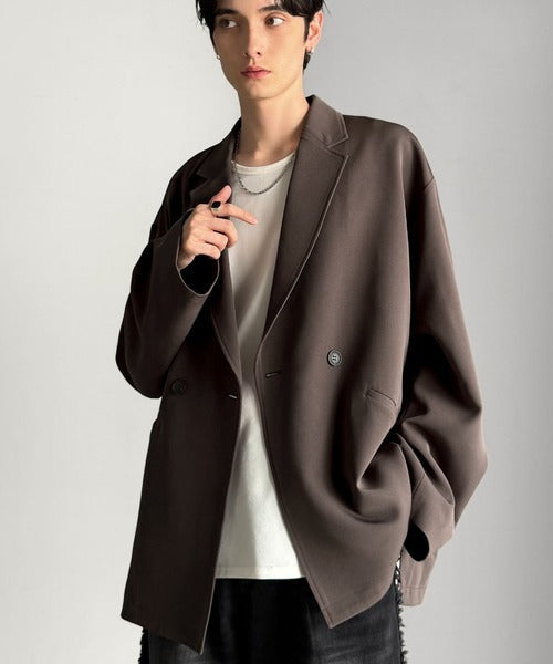 【Classical Origin】「大人の風格。」ダブルテーラードオーバーサイズジャケット/Double-breasted tailored oversized jacket ao1070184