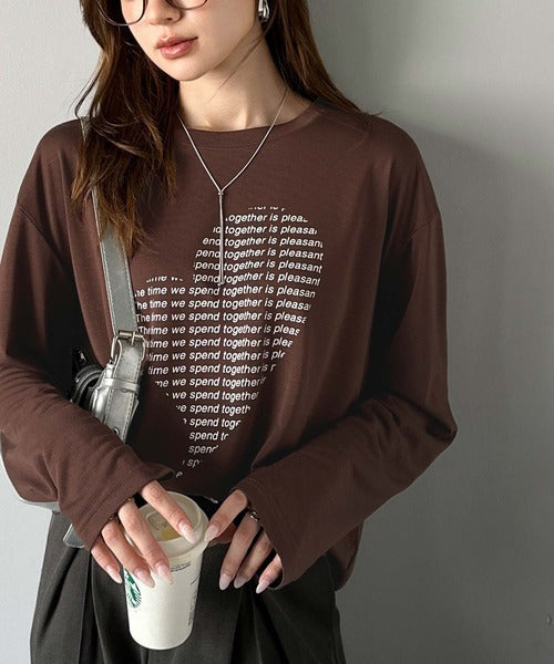 【mily bilet】 ハートが映える♪大人カジュアルMIX◎ハートグラフィック指穴ロングTシャツ mi1029154