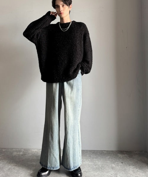 【Classical Origin】「優しさに包まれる。」ブークレー糸クルーネックニットトップス（長袖）/Boucle yarn crew neck knit top ao1020302