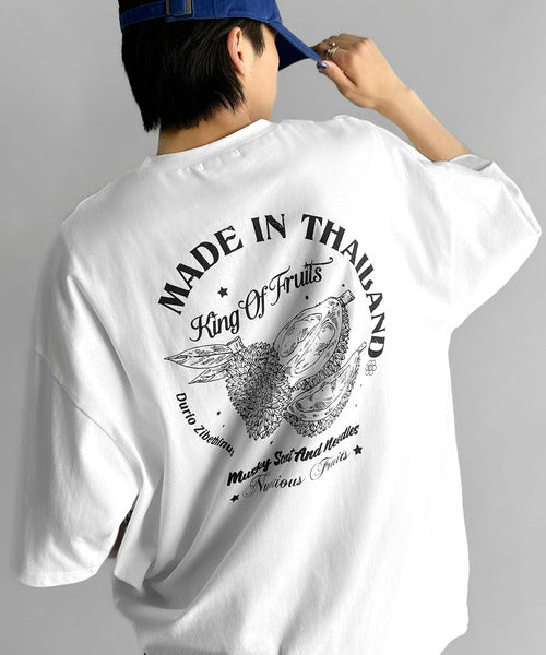 《JaVaジャバコラボ》周りと差がつくアート感。綿100％ タイ☆トロピカルフルーツ柄☆ビッグTシャツ jv1029128