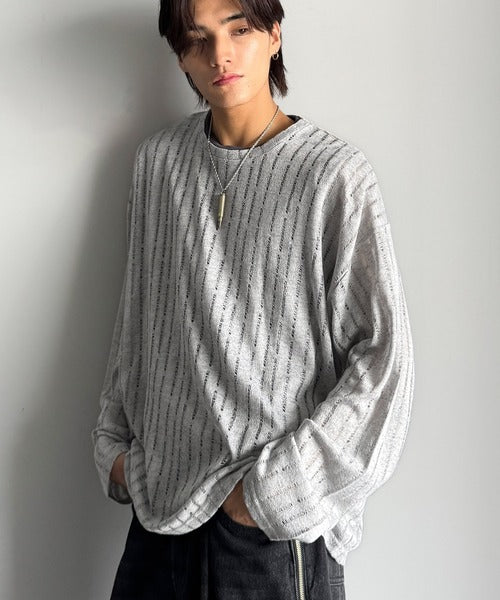 【Classical Origin】「シンプルに魅せる。」グランジモードリラックスシアープルオーバー（長袖）/Grunge Mode Relaxed Pullover co1010027