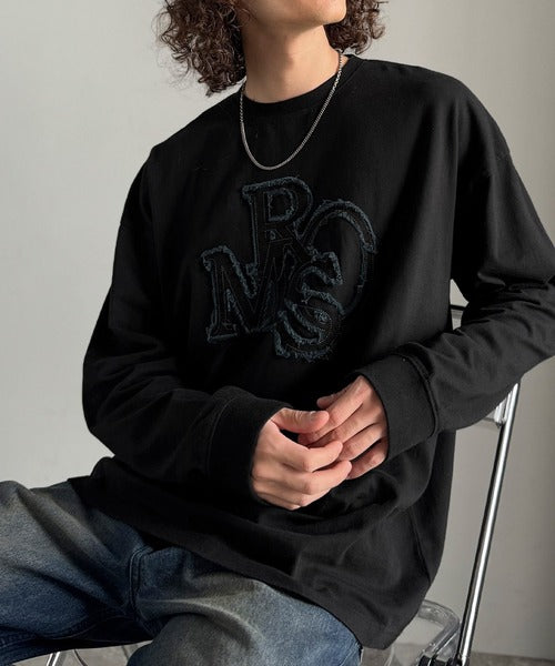 【Classical Origin】「一軍確定。」フリンジパッチワーク使いリラックスTシャツ／Fringe and Patchwork Relaxed T-Shirt co1320004