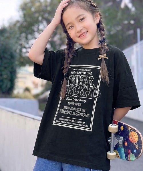 【キッズ】《JaVaジャバコラボ》親子お揃い リンクコーデできちゃう！前後2way 綿100％ロゴプリントTシャツ(半袖) jk1050136
