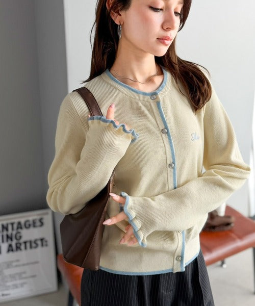 【mily bilet】甘さを上品に楽しむ、着映えトップス。配色プレッピーカーディガン mi1359062