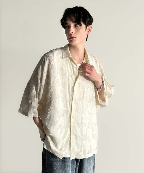 Sheer Jacquard Dolman Sleeve Shirt／フラワー柄シアージャカードドルマンシャツ co1150008