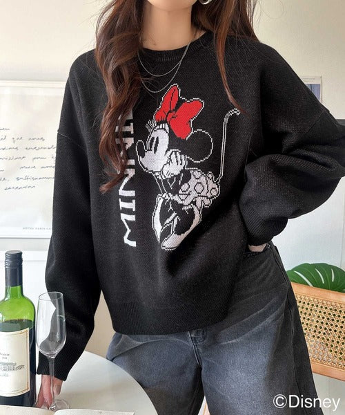 数量限定！存在感たっぷり、大人可愛い♪「ディズニー」「ミニー」ジャガードビッグシルエットニット ce1330065