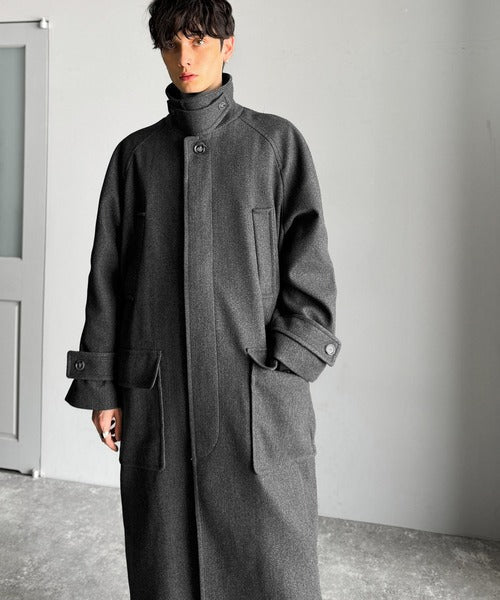 【Classical Origin】「上品さ、極まる」。ロング丈比翼2way衿ステンカラーコート／Long-length concealed 2way bal collar coat ao1265006