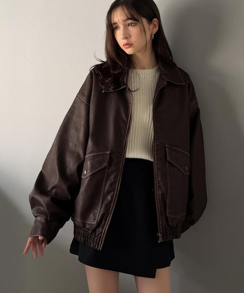 【Classical Origin】「Sランクアイテム。」ヴィンテージレザー中綿入りブルゾン／Vintage Leather Padded Blouson co1320001