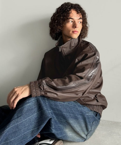 【Classical Origin】High-Neck Leather Track Jacket／ハイネックレザートラックジャケット co1150040